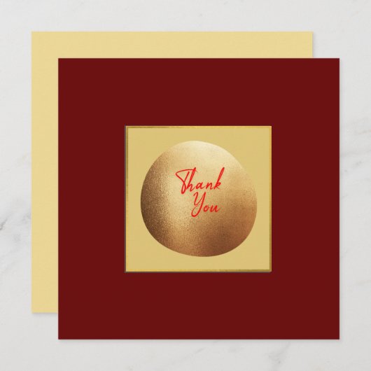 Classic Gold Abstrakt Elegante Royal Red Dankeskarte (Vorne/Hinten)