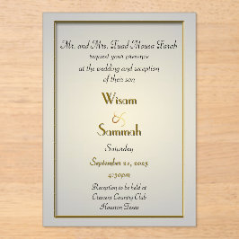 Classic Gold Akryllische Hochzeitseinladung Acryleinladungen