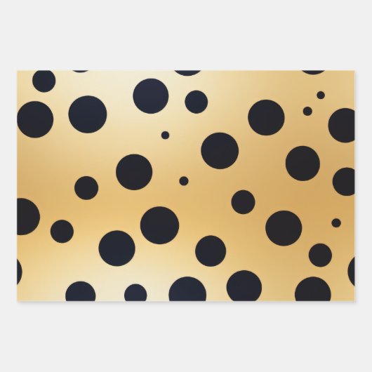 Classic Gold Akzentuiert Schwarz und Weiß Polka Do Geschenkpapier Set (Vorderseite 2)