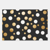 Classic Gold Akzentuiert Schwarz und Weiß Polka Do Geschenkpapier Set (Vorderseite)