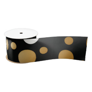 Classic Gold Akzentuiert Schwarz und Weiß Polka Do Satinband