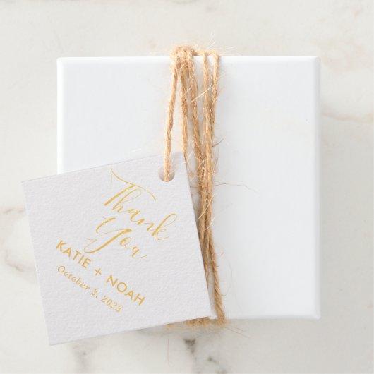 Classic Gold and Foto Wedding Vielen Dank Geschenkanhänger (Mit Box)