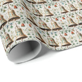 Classic Gold Bell Christmas , Green & Red Foliage Geschenkpapier (Rolleneckpunkt)