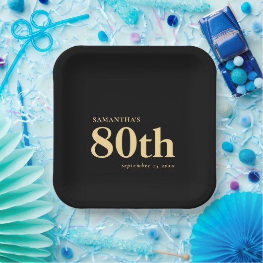 Classic Gold, benutzerdefinierter Text, 80. Pappteller (Party)