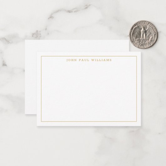 Classic Gold Beruflich Simple Thin Border Mitteilungskarte (Vorderseite/Rückseite Beispiel)