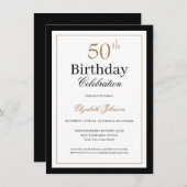 Classic Gold Black 50th Birthday Party Einladung (Vorne/Hinten)