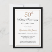 Classic Gold Black 50th Wedding Anniversary Einladung (Vorderseite)