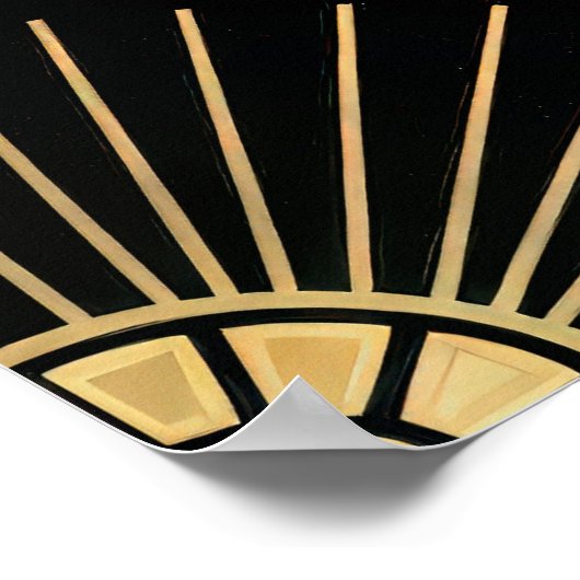 Classic Gold & Black Art Deco Seamless Pattern Poster (Ecke)