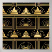 Classic Gold & Black Art Deco Seamless Pattern Poster (Vorne)