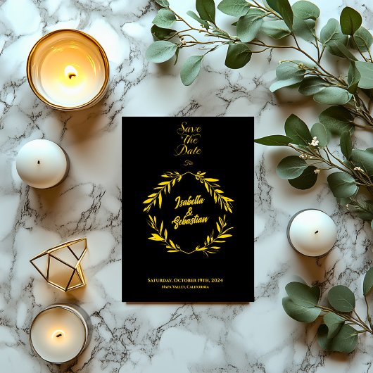 Classic Gold & Black Diamond Save the Date Hochzei Einladung