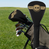 Classic Gold & Black Personalized Name Initials Golf Headcover