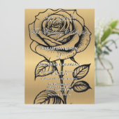 Classic Gold Black Rose Hochzeitseinladungen Einladung (Stehend Vorderseite)