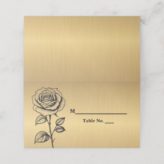 Classic Gold Black Rose Platzkarten (Außenseite Aufgefaltet)
