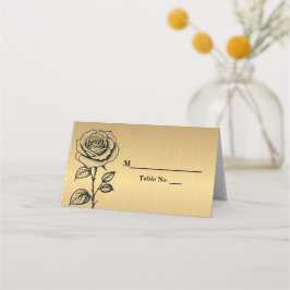 Classic Gold Black Rose Platzkarten