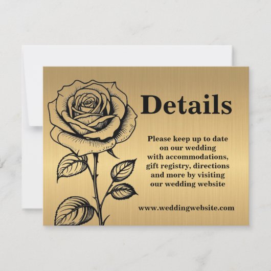 Classic Gold Black Rose Website Umschließungskarte Einladung (Vorderseite)