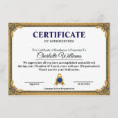 Classic Gold Blank Certificate Frame Printable Begleitkarte (Vorderseite)