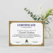 Classic Gold Blank Certificate Frame Printable Begleitkarte (Stehend Vorderseite)