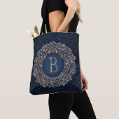 Classic gold Blue Letter B Damask Monogramm Tasche (Von Nahem)