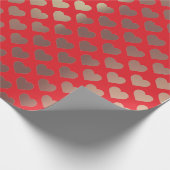 Classic Gold Blush Pink Red Hearts Confetti Geschenkpapier (Ecke)