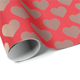 Classic Gold Blush Pink Red Hearts Confetti Geschenkpapier