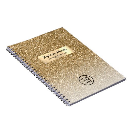 Classic Gold Boss Lady CEO Logo Luxe Glitzer Notizblock (Rechte Seite)