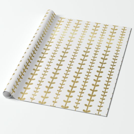 Classic Gold Botanical Leaf Muster Wedding Wrappi Geschenkpapier (Ungerollt)