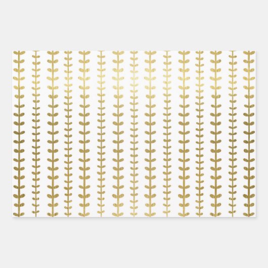 Classic Gold Botanical Leaf Muster Wedding Wrappi Geschenkpapier Set (Vorderseite)