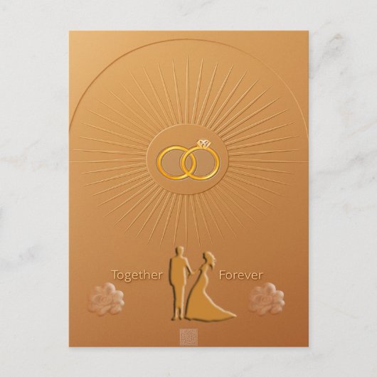 Classic Gold & Bronze Wedding Announcement Einladungspostkarte (Vorderseite)