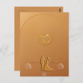 Classic Gold & Bronze Wedding Announcement Postkarte (Vorne/Hinten)