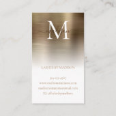 Classic Gold Brushed Metal Monogram Stylish Script Visitenkarte (Rückseite)