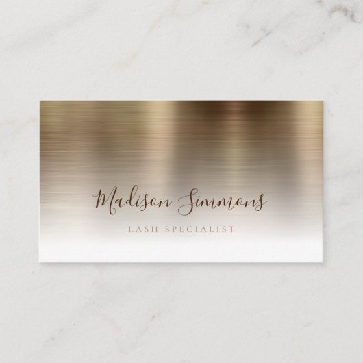 Classic Gold Brushed Metal Monogram Stylish Script Visitenkarte (Vorderseite)