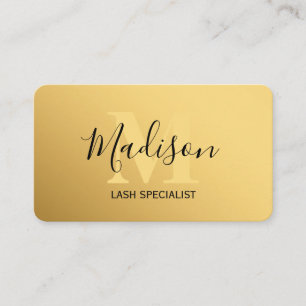 Classic Gold Brushed Metal Monogram Stylish Script Visitenkarte