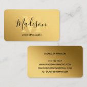 Classic Gold Brushed Metal Monogram Stylish Script Visitenkarte (Vorne/Hinten)