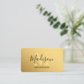 Classic Gold Brushed Metal Monogram Stylish Script Visitenkarte (Stehend Vorderseite)