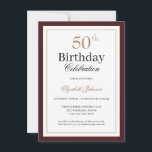 Classic Gold Burgundy 50th Birthday Party Einladung<br><div class="desc">Classic Gold Burgundy 50th Birthday Party Invitation</div>