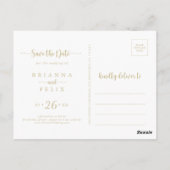 Classic Gold Burgundy Horizontal Save the Date Postkarte (Rückseite)