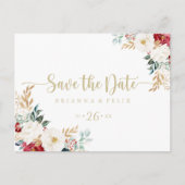 Classic Gold Burgundy Horizontal Save the Date Postkarte (Vorderseite)