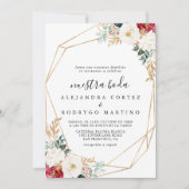 Classic Gold Burgundy White Floral Nuestra Boda Einladung (Vorderseite)