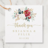 Classic Gold Burgundy White Floral Wedding Geschenkanhänger (Vorderseite)