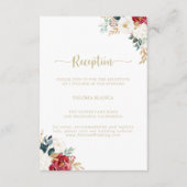 Classic Gold Burgundy White Wedding Reception Begleitkarte (Vorderseite)