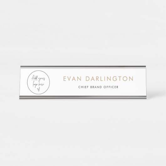 Classic Gold Business Logo Company Name Plate Schreibtischnamensplakette (Vorderseite )
