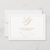 Classic Gold Calligraphy Monogram No Meals RSVP Karte (Rückseite)