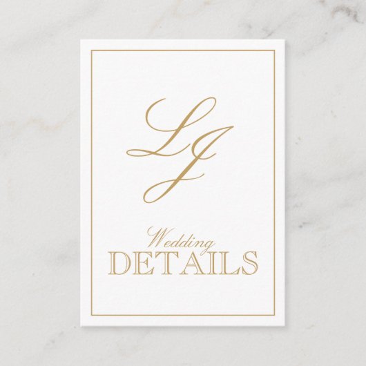 Classic Gold Calligraphy Monogram Wedding Begleitkarte (Vorderseite)
