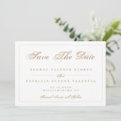 Classic Gold Caramel Elegantes Foto Hochzeit Save The Date (Stehend Vorderseite)