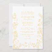 Classic Gold Chinoiserie Viktorianische Blumenhoch Einladung (Vorderseite)