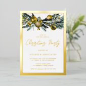 Classic Gold Corporate Christmas Party Folieneinladung (Stehend vorne)