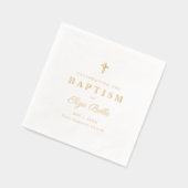Classic Gold Cross Elegante Script Taufe Servietten Mit Folie (Links)