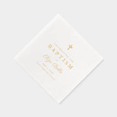Classic Gold Cross Elegante Script Taufe Servietten Mit Folie (Rechts)