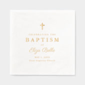 Classic Gold Cross Elegante Script Taufe Servietten Mit Folie (Vorderseite)