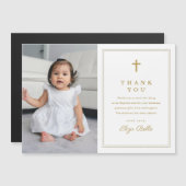 Classic Gold Cross Foto Taufe Vielen Dank Magnetkarte (Vorne/Hinten)